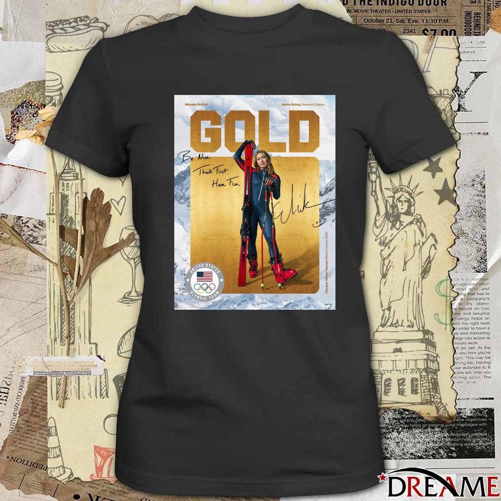 Mikaela Shiffrin Alpine Skiing Women’s Slalorm Gold Medal Olympic Winter Games Milano Cortina 2026 Signature t-shirt