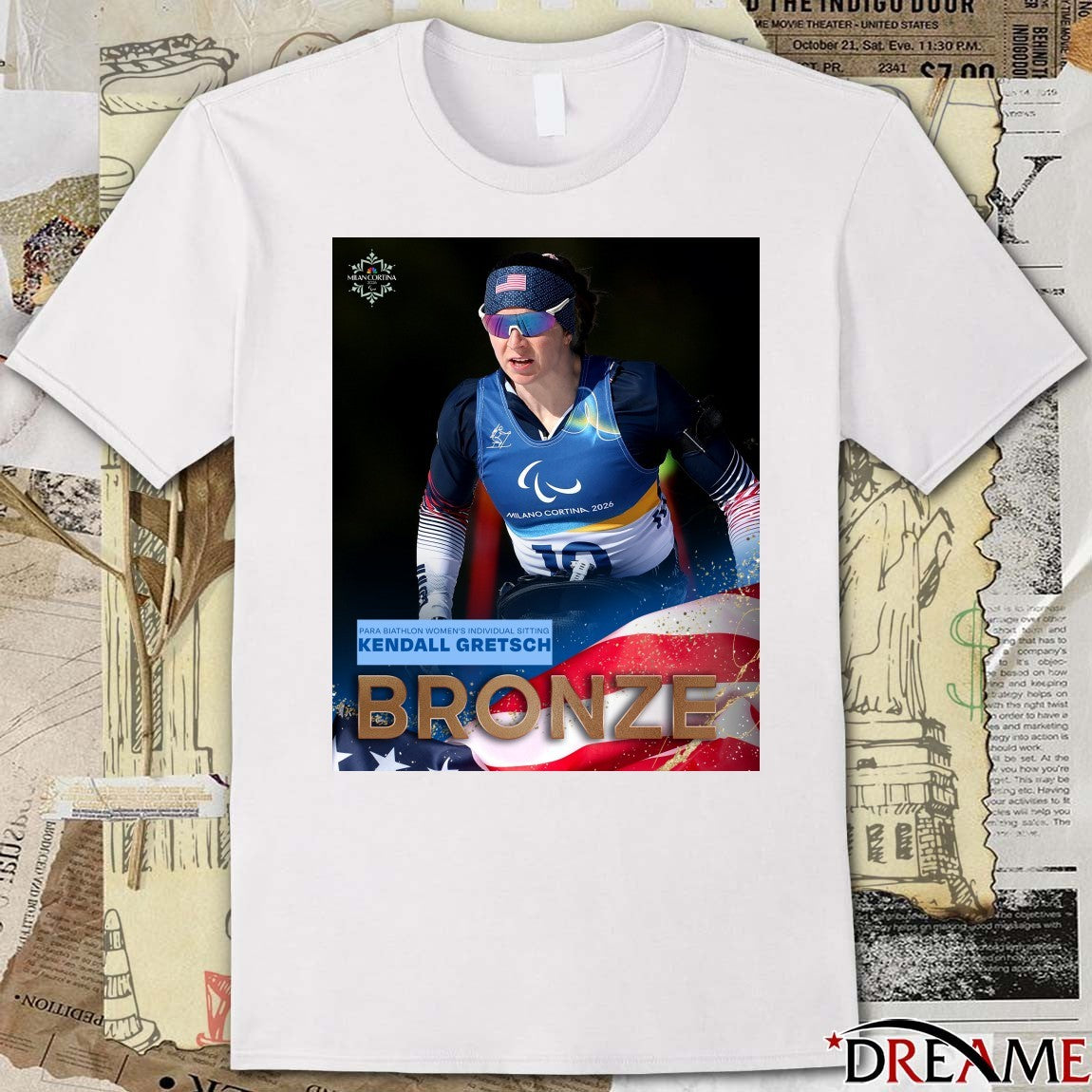 Milano Cortina 2026 Para Biathlon Women’s Individual Sitting Kendall Gretsch Bronze Medal t-shirt