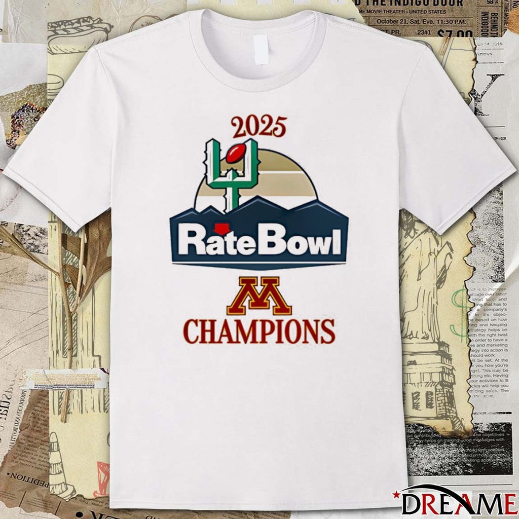 Minnesota Golden Gophers 2025 Rate Bowl Champions t-shirt