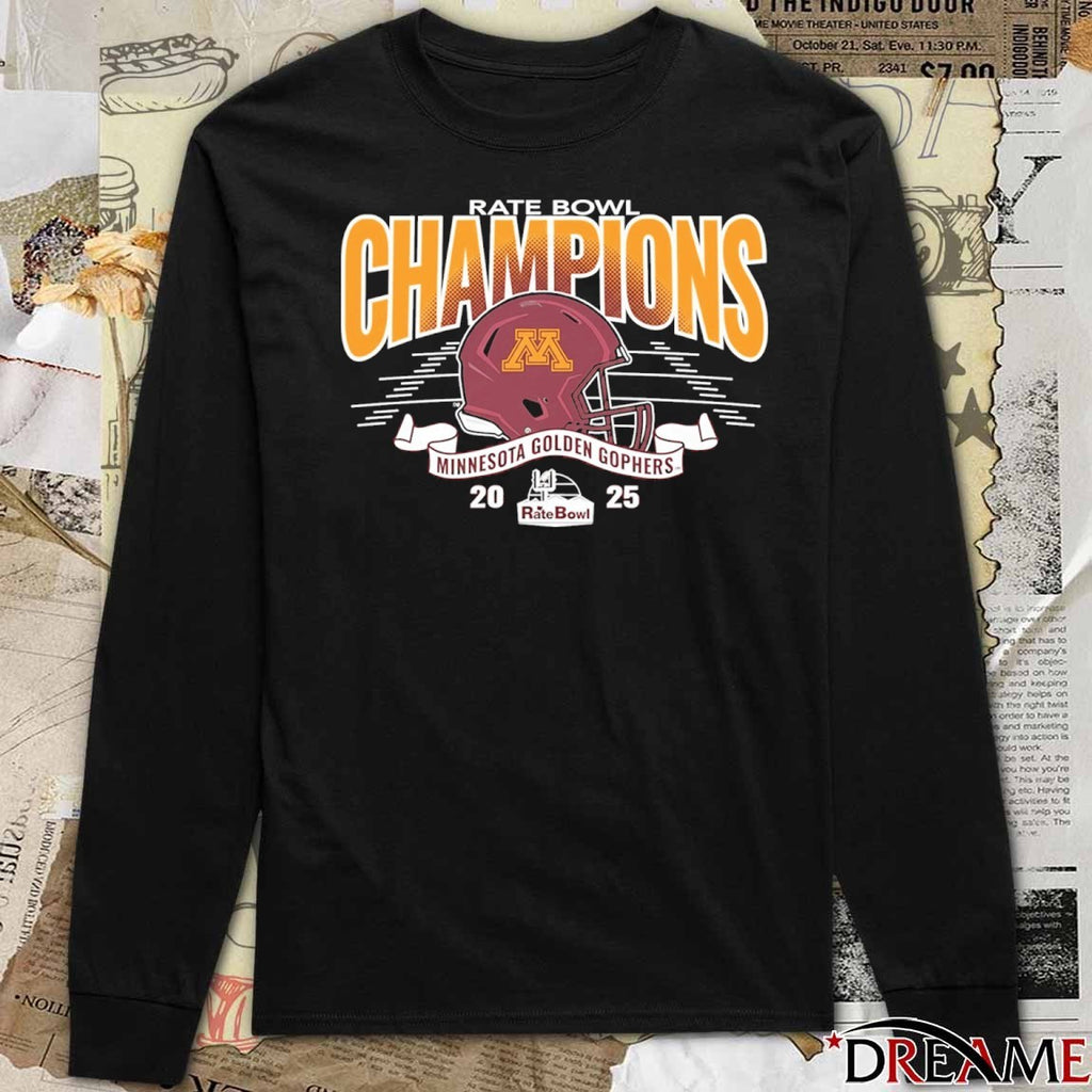 Minnesota Golden Gophers 2025 Rate Bowl Football Champions Helmet t-shirt