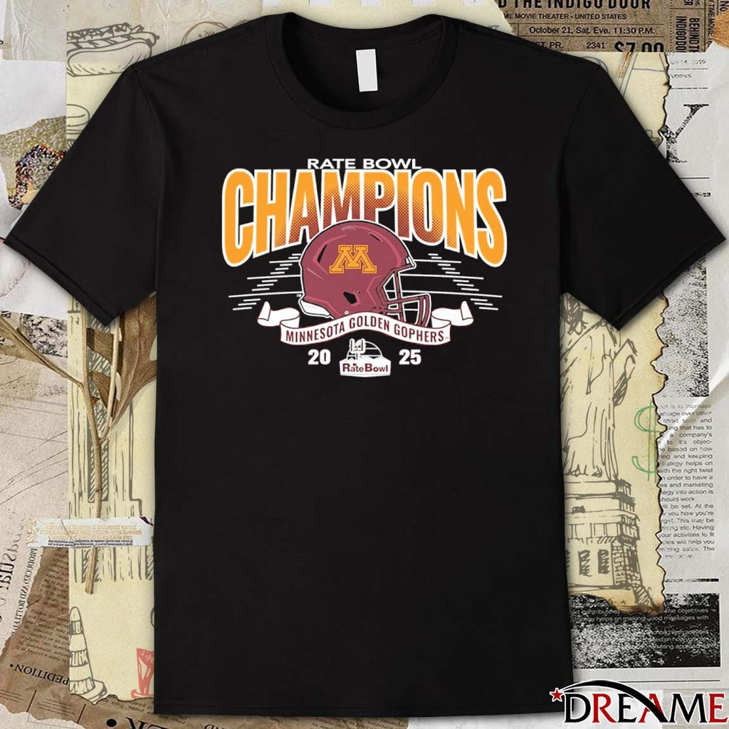 Minnesota Golden Gophers 2025 Rate Bowl Football Champions Helmet t-shirt
