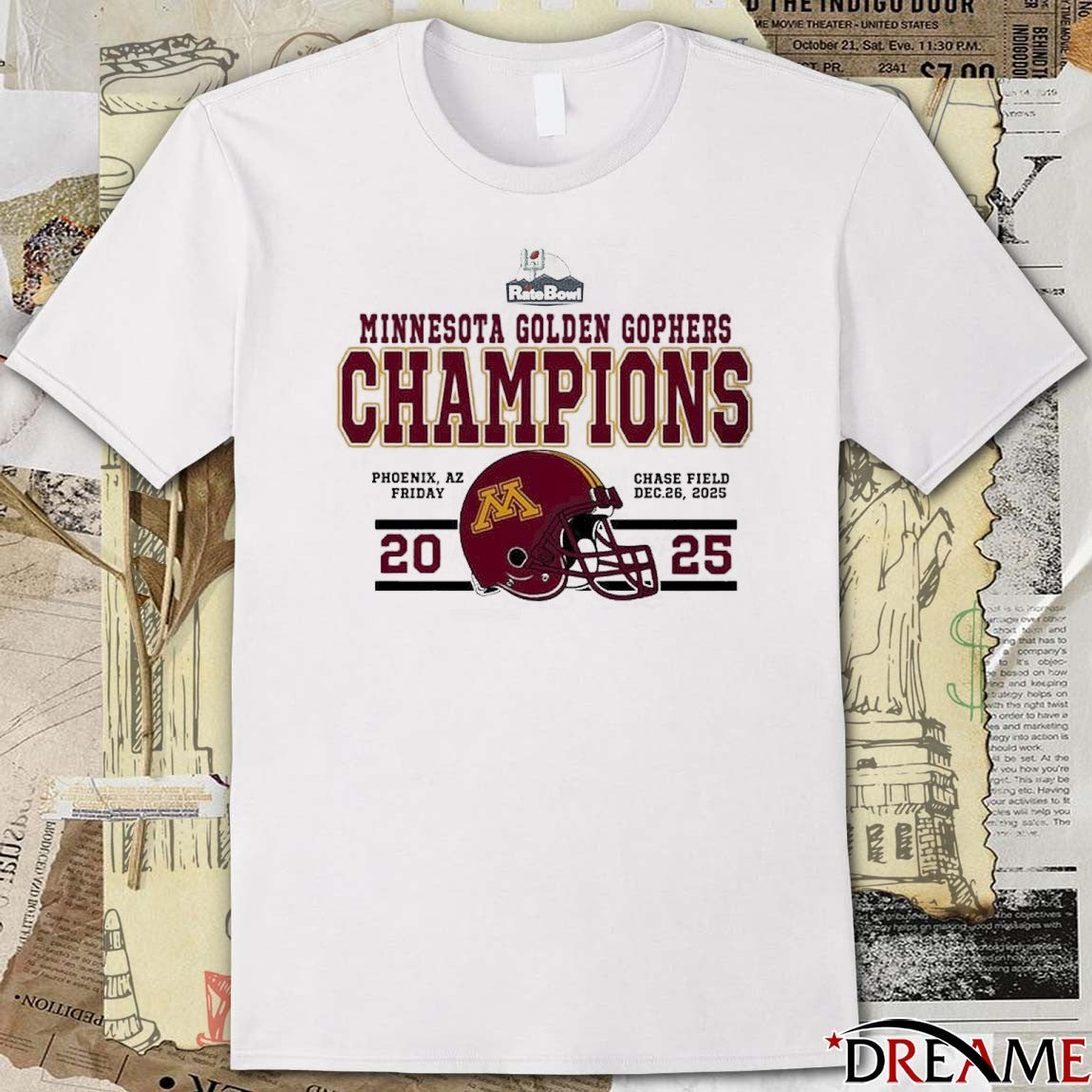Minnesota Golden Gophers Football Named To Champions 2025 Rate Bowl Phoenix AZ Chase Field t-shirt