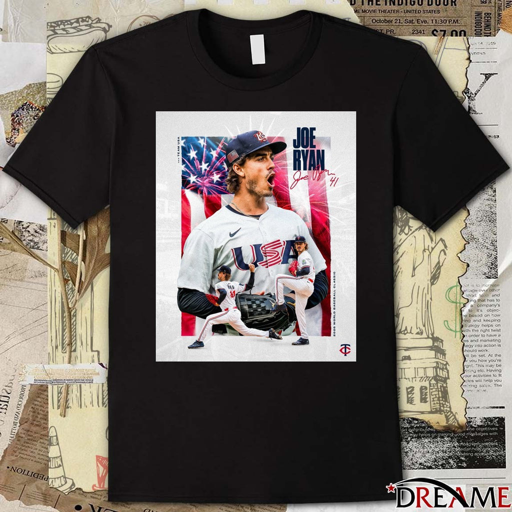 Minnesota Twins Joe Ryan 2026 World Baseball Classic Signature Poster t-shirt