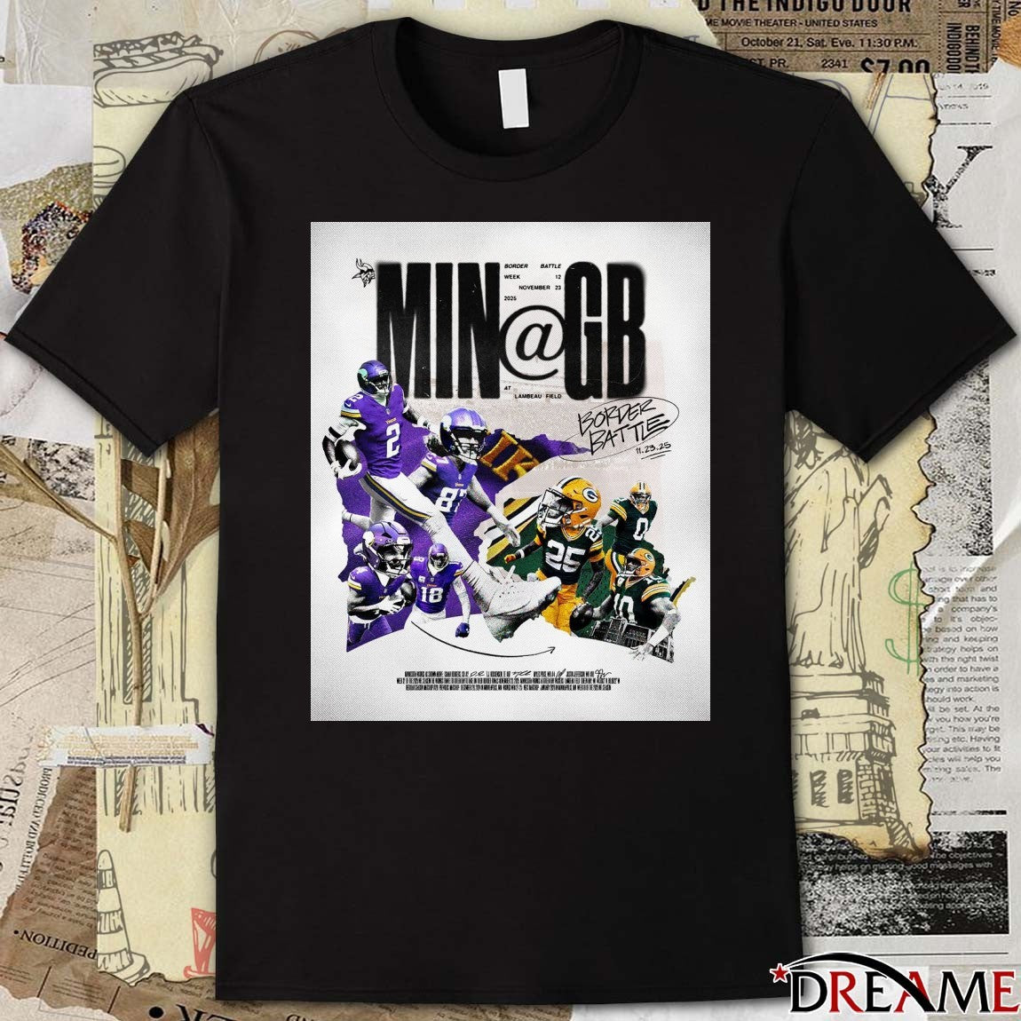 Minnesota Vikings Vs Green Bay Packers Border Battle Lambeau Field November 23, 2025 Poster t-shirt