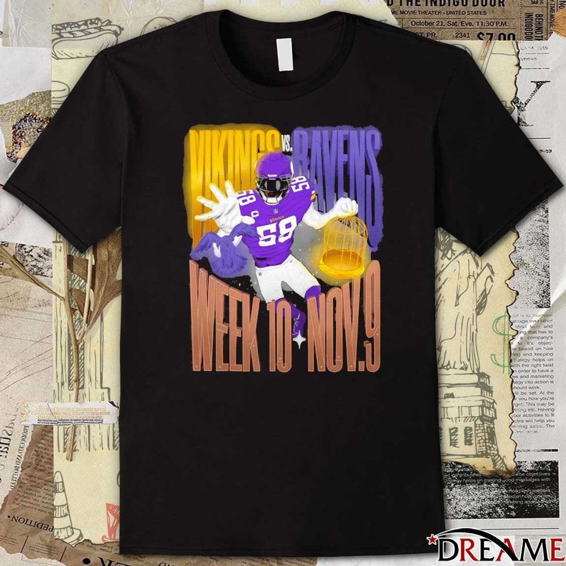 Minnesota Vikings vs Baltimore Ravens Week 10 Nov 9 Battle of the Purples on Sunday t-shirt