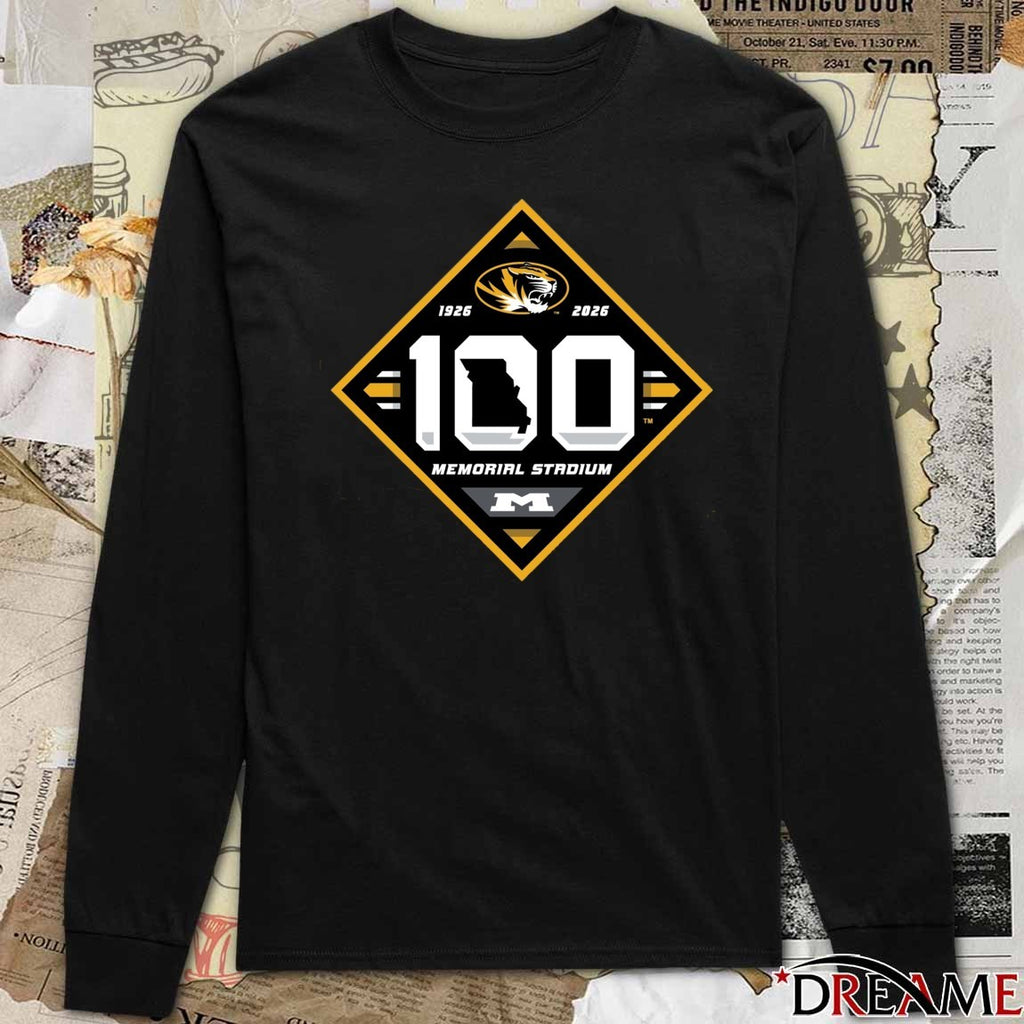 Missouri Tigers 100th Anniversary Memorial Stadium 1926 – 2026 Logo t-shirt