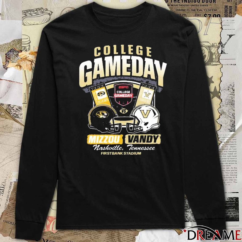 Missouri Tigers Vs. Vanderbilt Commodores 2025 ESPN College GameDay Nashville TN Firstbank Stadium Ticket t-shirt
