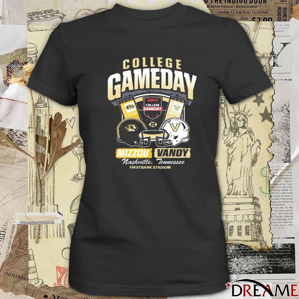 Missouri Tigers Vs. Vanderbilt Commodores 2025 ESPN College GameDay Nashville TN Firstbank Stadium Ticket t-shirt