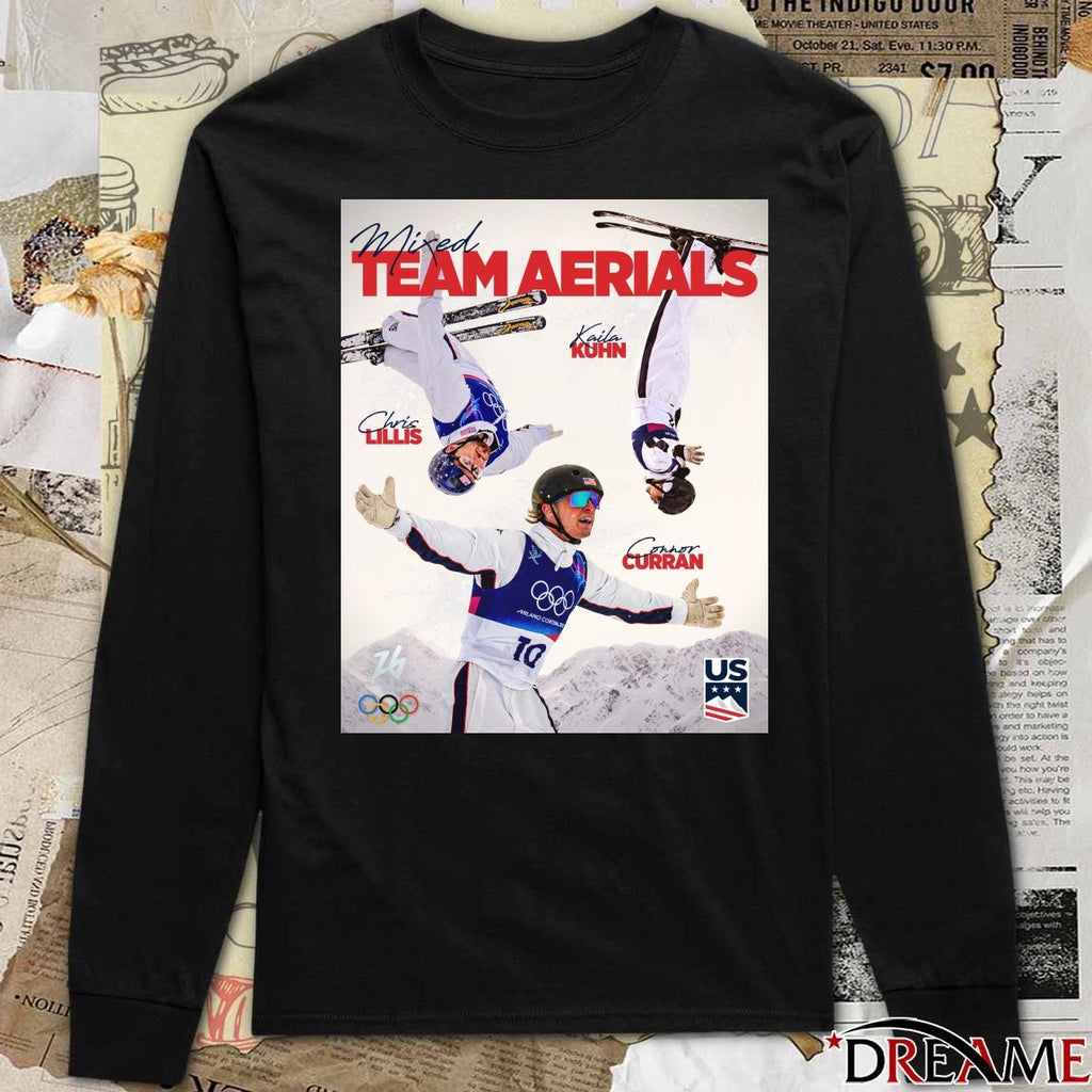 Mixed Team Aerials Kaila Kuhn Christopher Lillis Connor Curran Milan Cortina 2026 Winter Olympics t-shirt