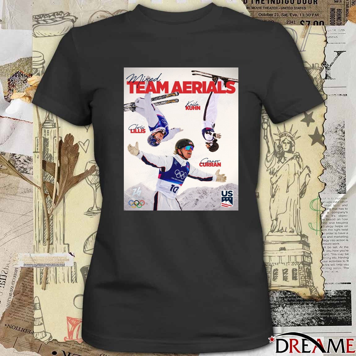 Mixed Team Aerials Kaila Kuhn Christopher Lillis Connor Curran Milan Cortina 2026 Winter Olympics t-shirt