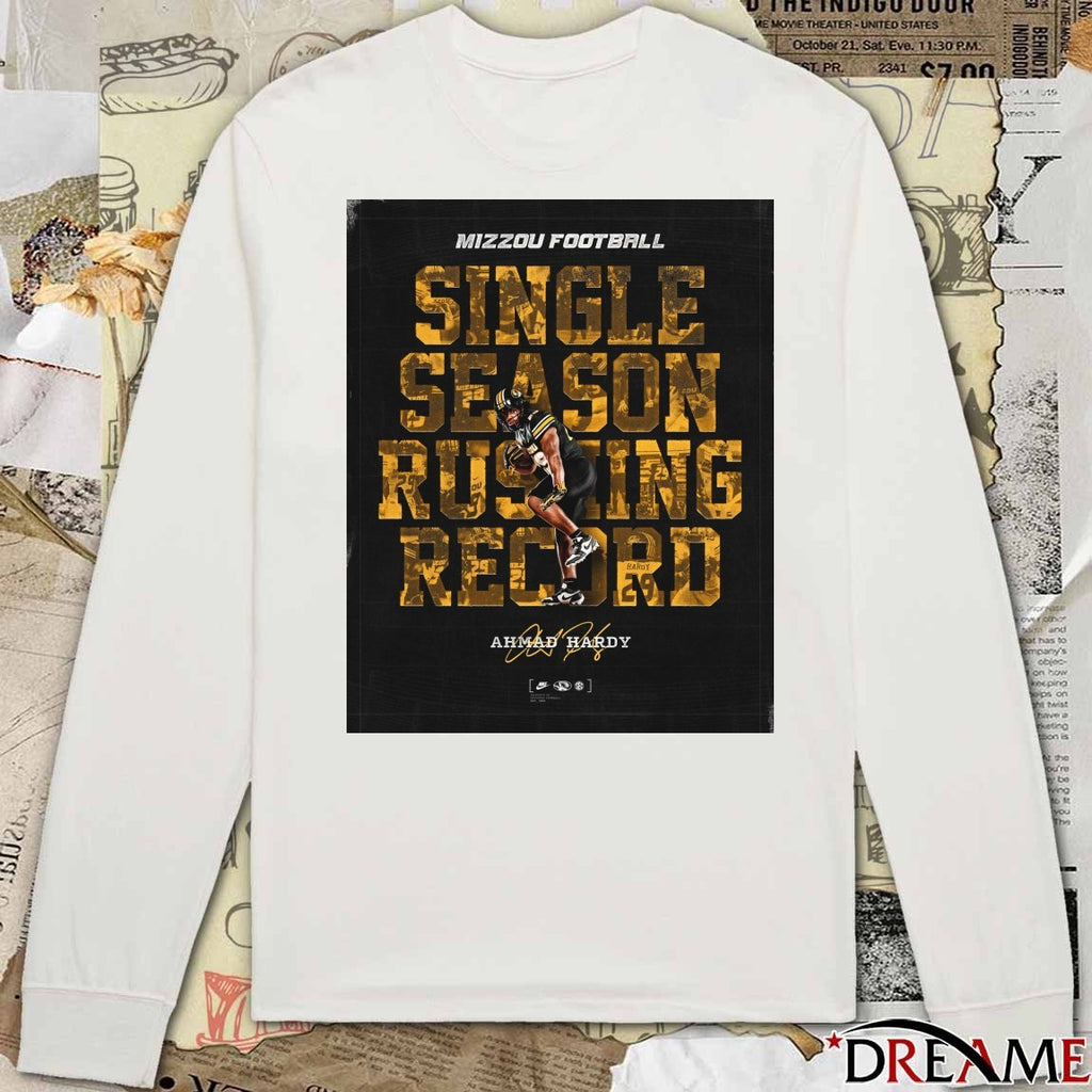 Mizzou Football Ahmad Hardy Single Season Rushing Record Signature Poster t-shirt