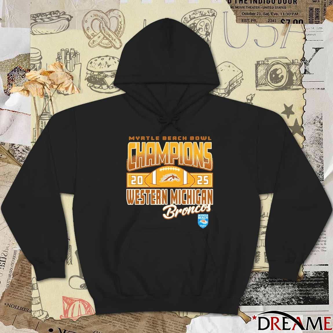 Myrtle Beach Bowl Champions 2025 Western Michigan Broncos Football Logos t-shirt