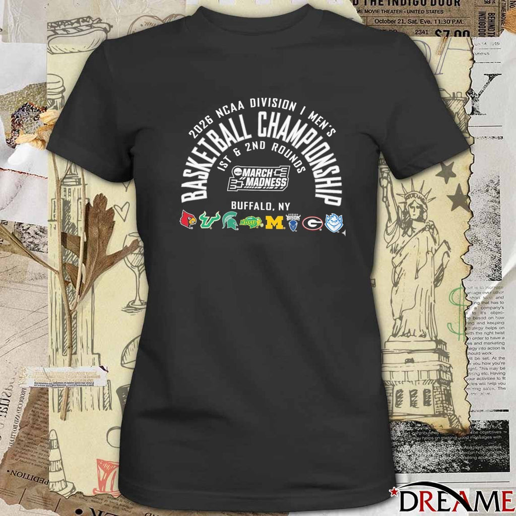 NCAA Division I Men’s Basketball Championship 2026 March Madness Buffalo NY Logos t-shirt