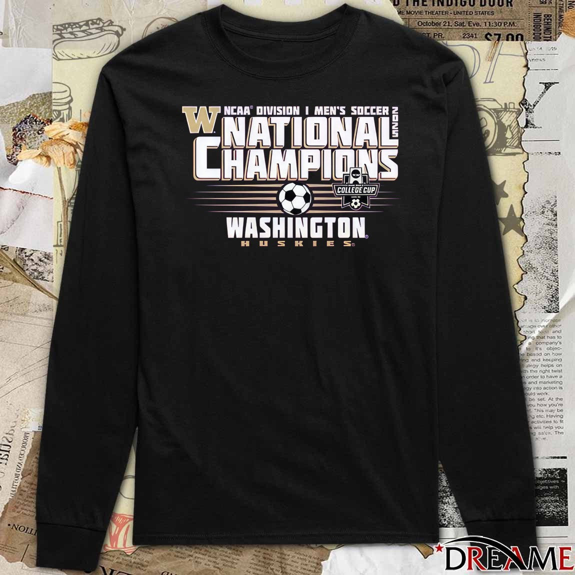 NCAA Division I Men’s Soccer 2025 National Champions Washington Huskies Logos t-shirt