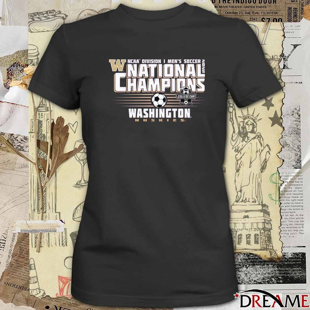 NCAA Division I Men’s Soccer 2025 National Champions Washington Huskies Logos t-shirt