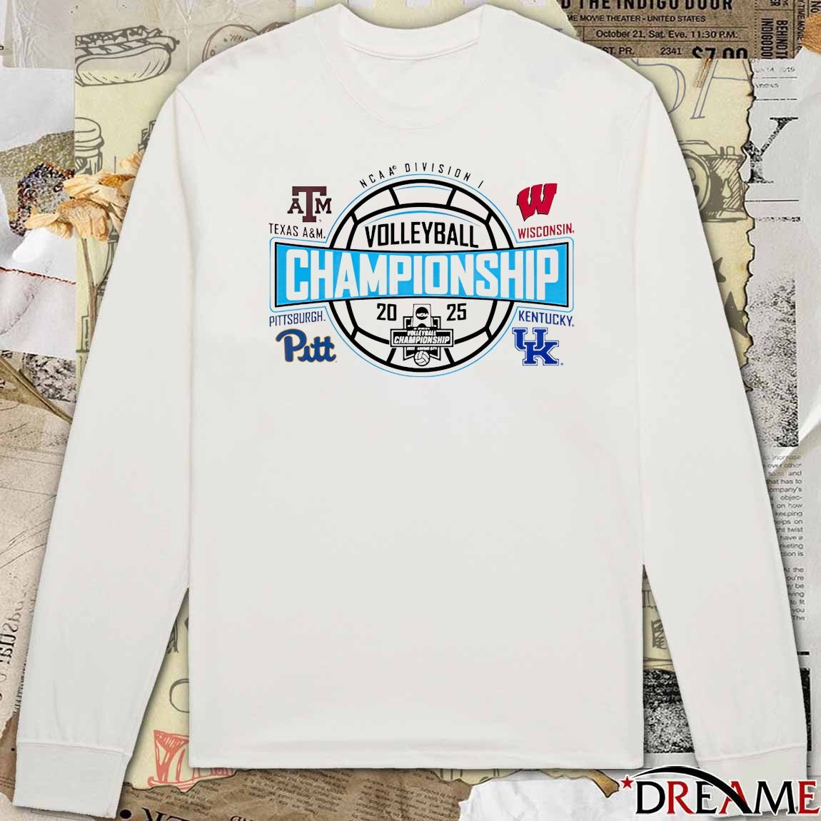 NCAA Division I Women’s Volleyball Final Four Championship 2025 Texas A&M Wisconsin Pittsburgh Kentucky Logos t-shirt