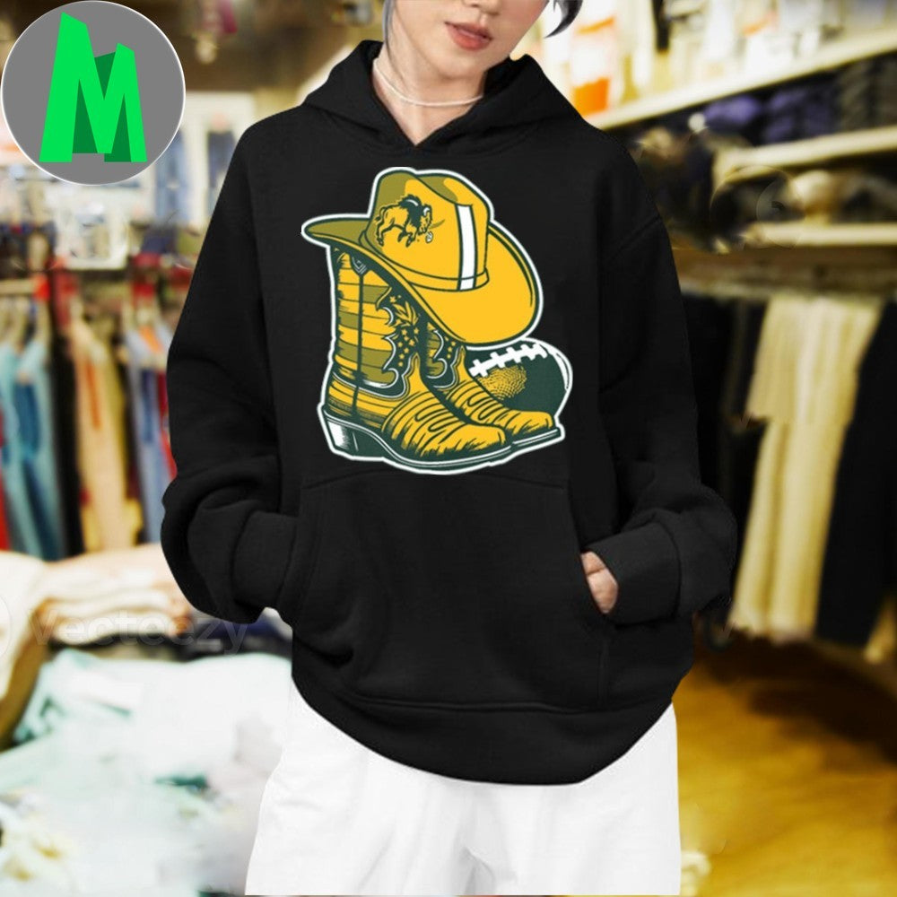 NDSU Bison Football Cowboy Hat & Boots Green T-Shirt