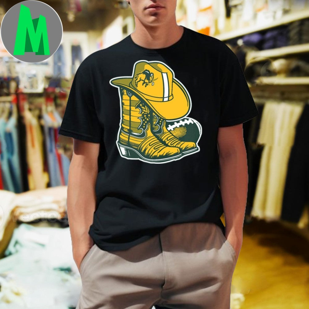 NDSU Bison Football Cowboy Hat & Boots Green T-Shirt
