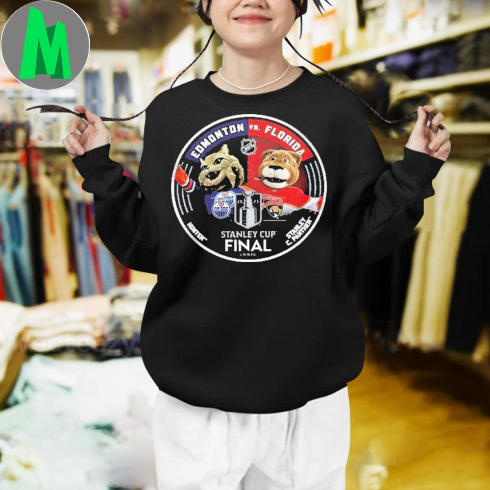 NHL Stanley Cup Final 2025 T-Shirt Edmonton Oilers vs Florida Panthers Mascot Matchup Graphic Tee Hockey Fan Apparel