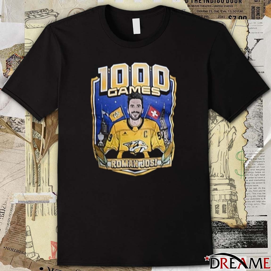 Nashville Predators Hockey Roman Josi 1,000th Game t-shirt