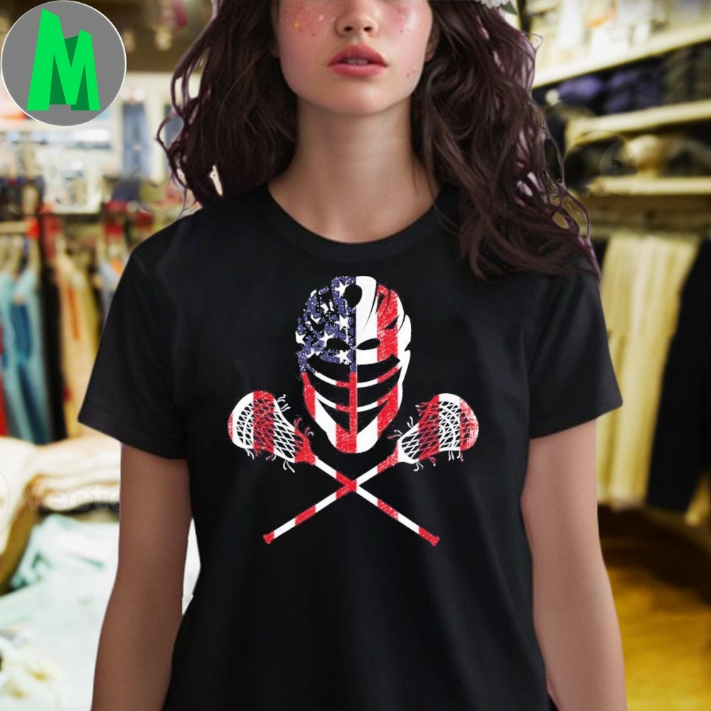 National Lacrosse League American Flag 4th Of July T-Shirt Patriot Lacrosse Fan Tee