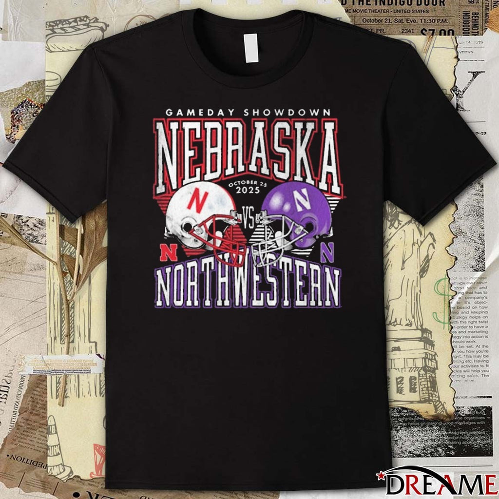 Nebraska Cornhuskers Football vs Northwestern Wildcats Gameday Showdown October 25 2025 Helmet t-shirt