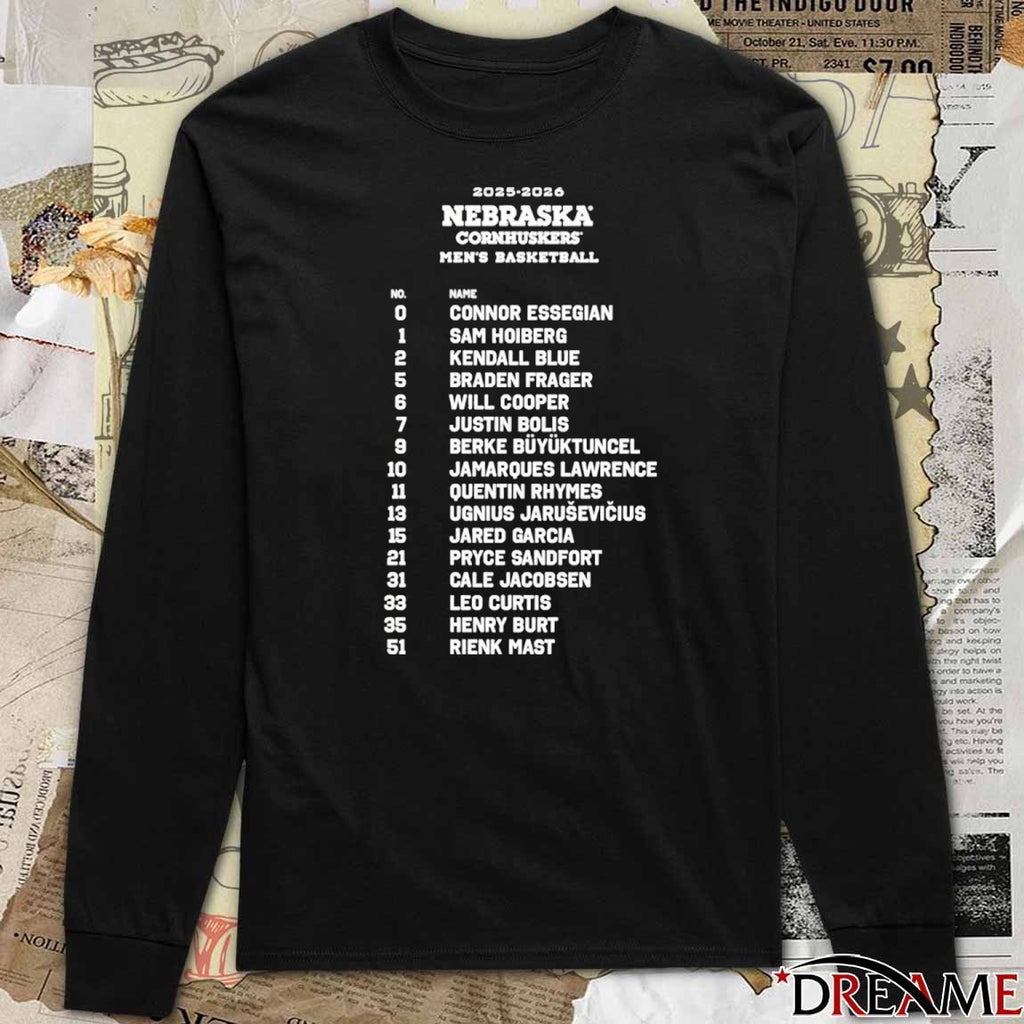Nebraska Cornhuskers MBB Nebrasketball 2025-26 Connor Essegian Sam Hoiberg t-shirt