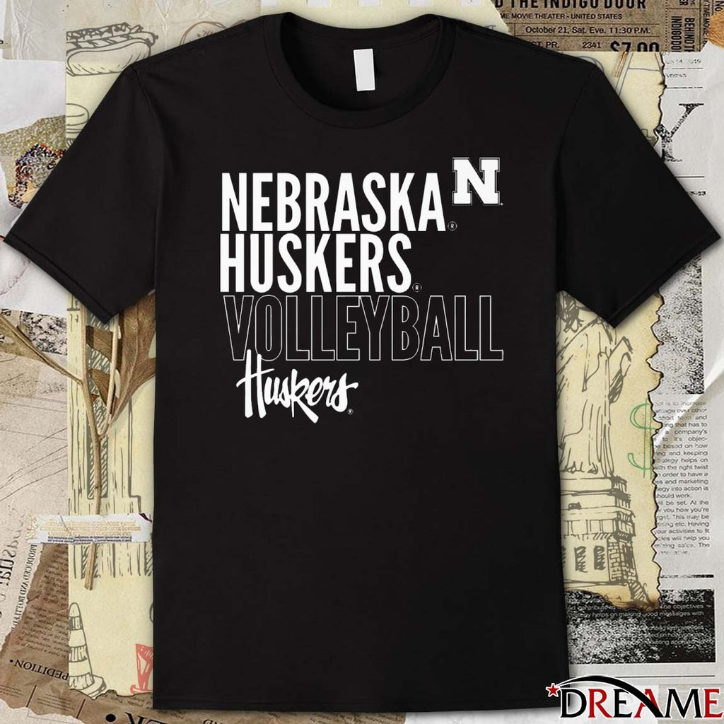 Nebraska Cornhuskers Volleyball Text Logo Overlay t-shirt