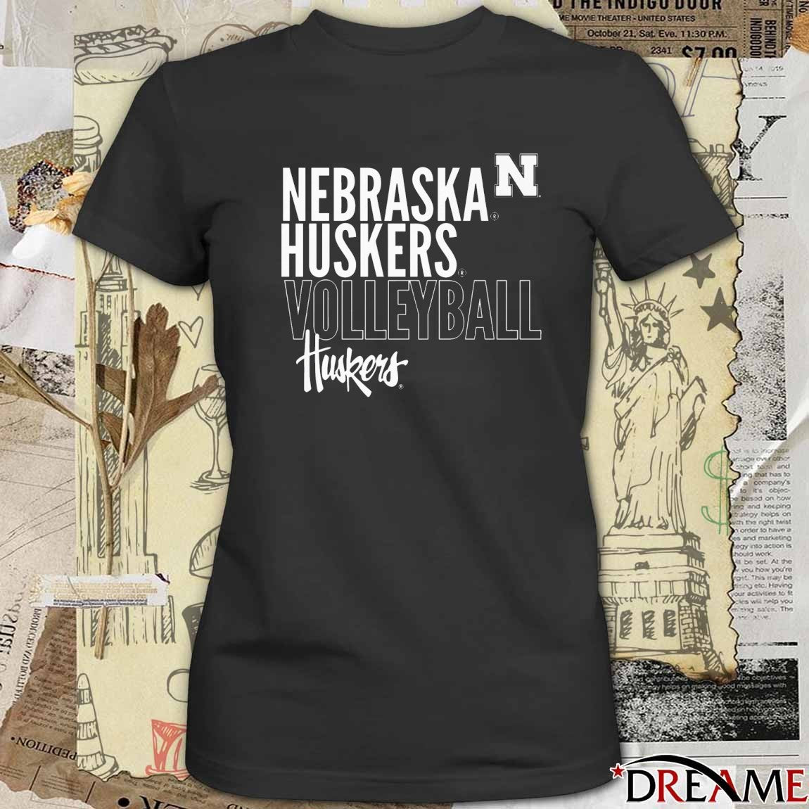 Nebraska Cornhuskers Volleyball Text Logo Overlay t-shirt