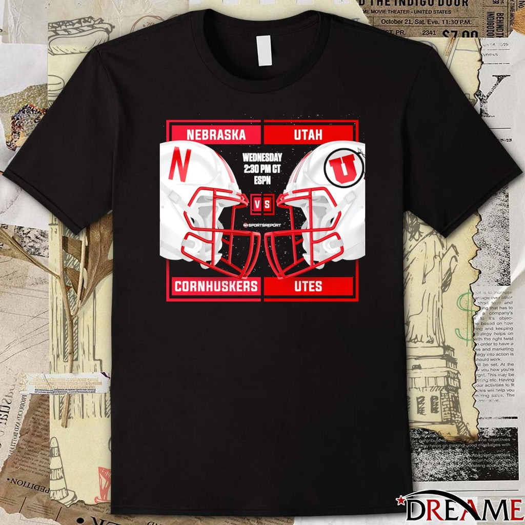 Nebraska Cornhuskers Vs Utah Utes 2025 Las Vegas Bowl Head To Head Helmets t-shirt