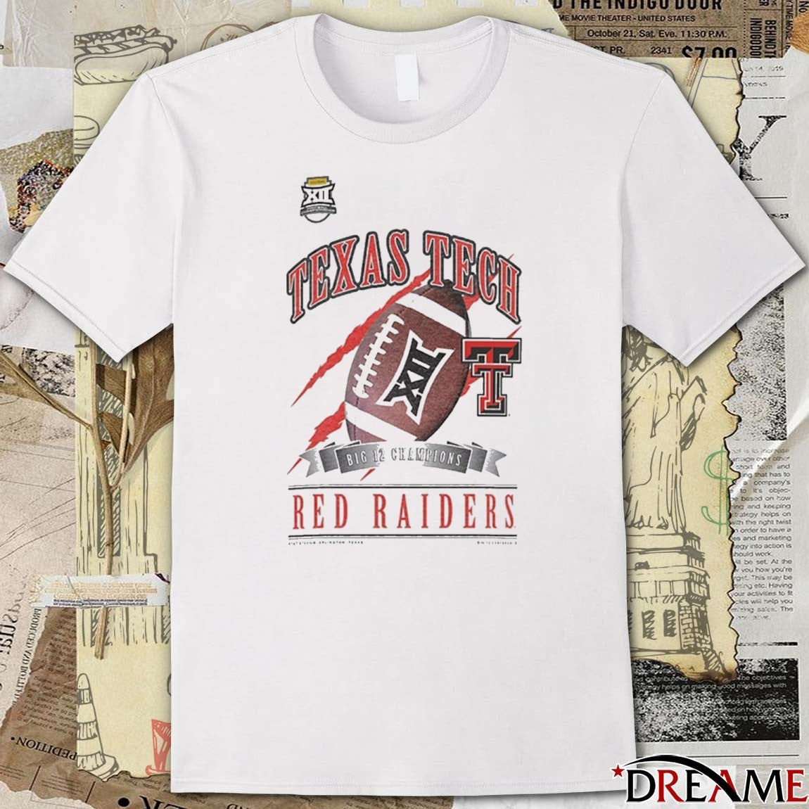 New Era Texas Tech Red Raiders NCAA 2025 Big 12 Football Champions AT&T Stadium Arlington TX Locker Room t-shirt