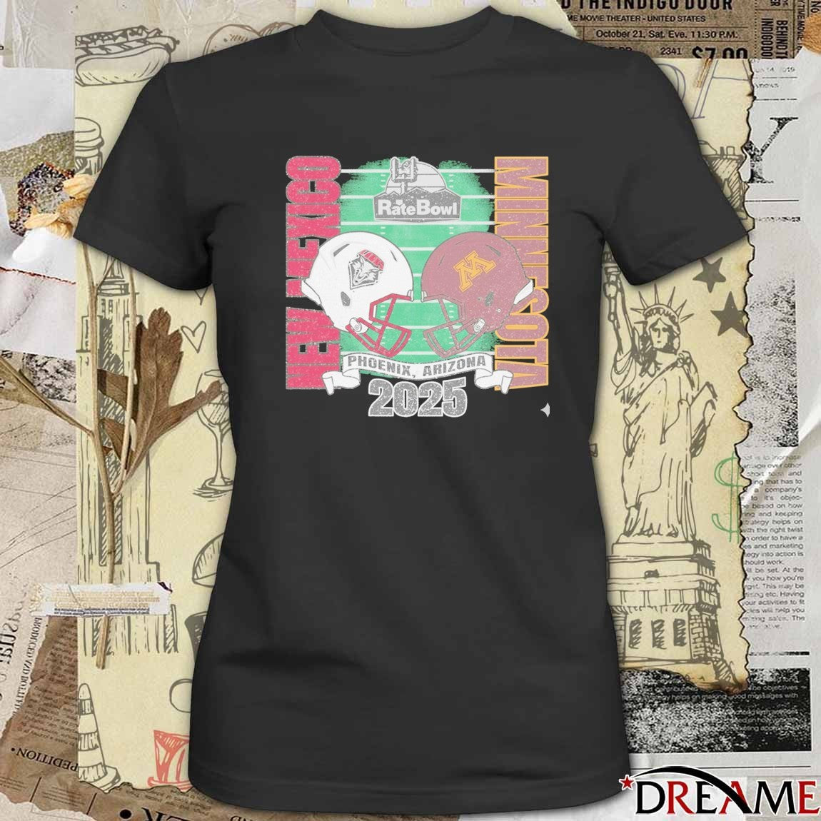 New Mexico Lobos Vs Minnesota Golden Gophers 2025 Rate Bowl Phoenix Arizona Helmets t-shirt