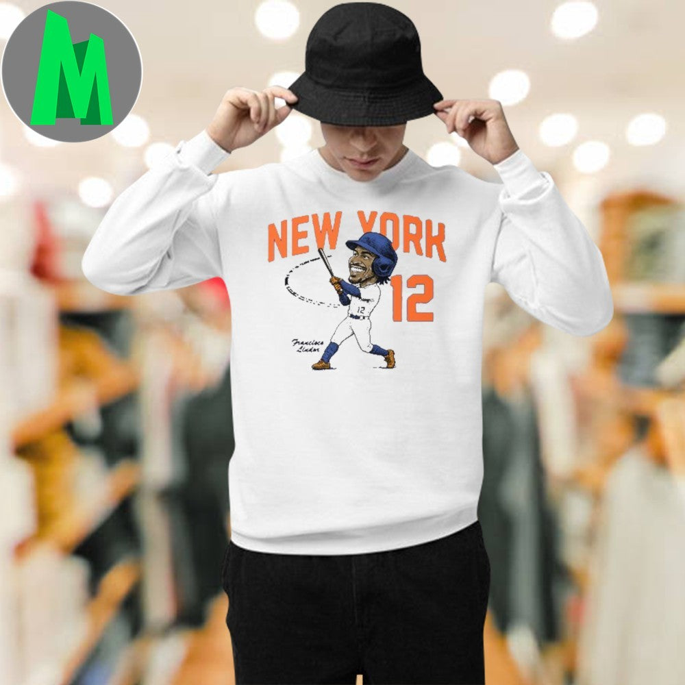 New York Francisco Lindor #12 Baseball Caricature T-Shirt