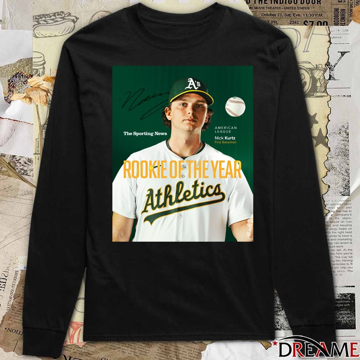 Nick Kurtz Athletics 2025 Sporting News AL Rookie of the Year Signature Poster t-shirt