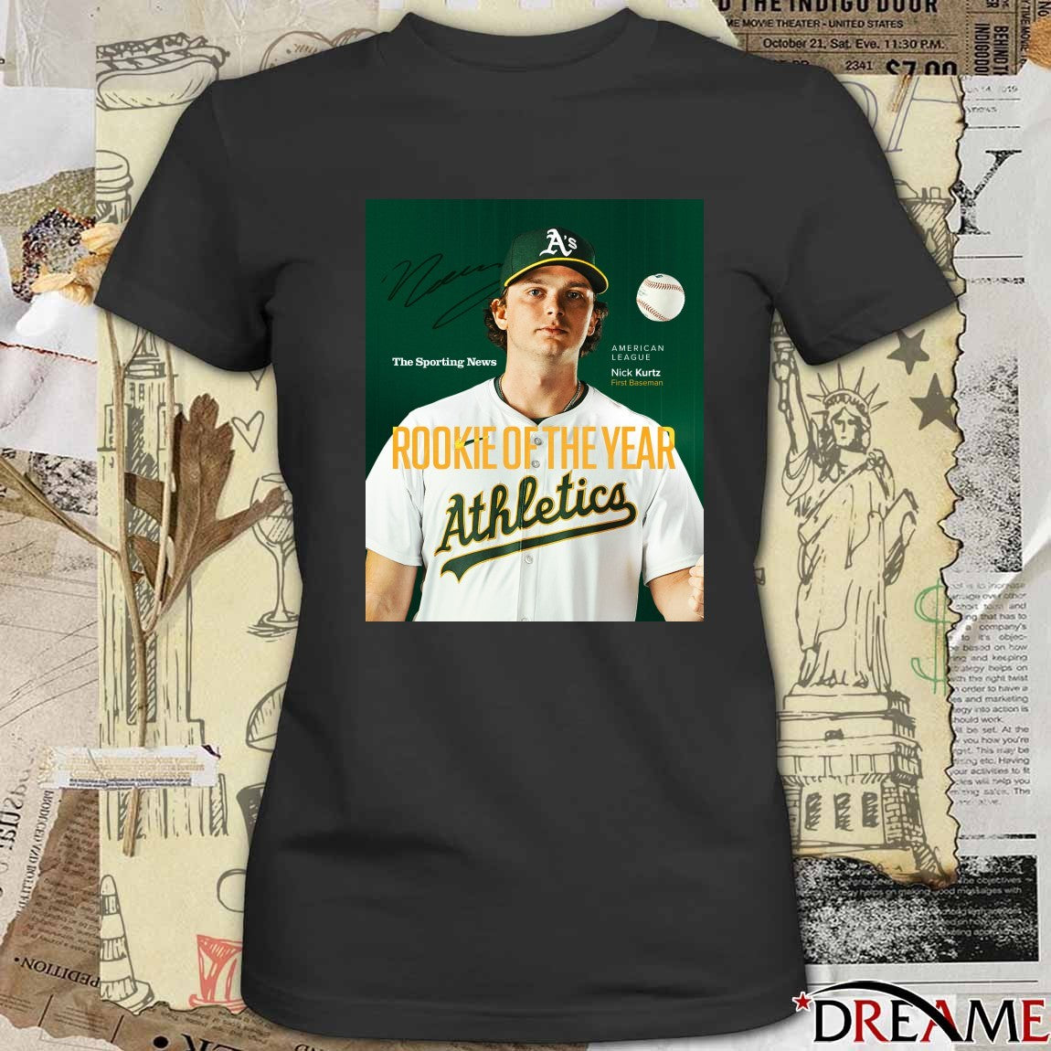 Nick Kurtz Athletics 2025 Sporting News AL Rookie of the Year Signature Poster t-shirt