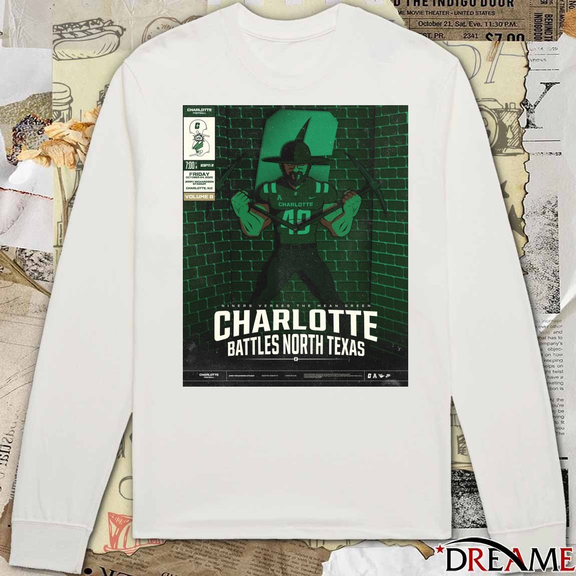 Niners Vs The Mean Green Charlotte Battles North Texas Jerry Richardson Stadium 2025 Poster t-shirt