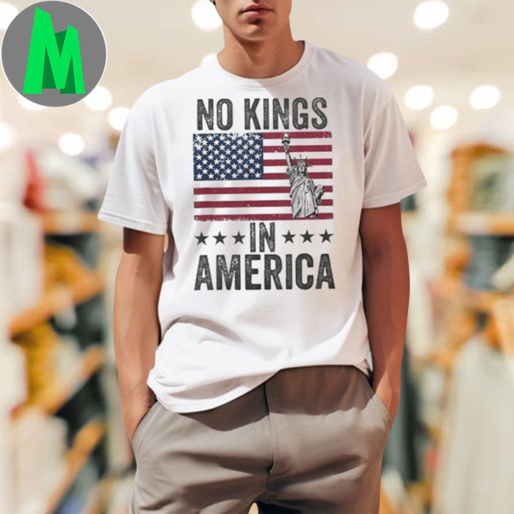 No Kings In America Flag Protest Save Democracy Men’s Premium Shirt