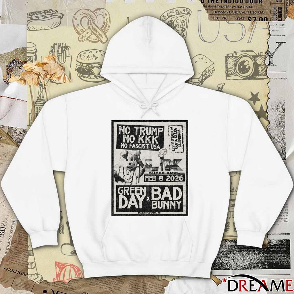 No Trump No KKK No Fascist USA February 8 2026 Green Day x Bad Bunny Poster t-shirt