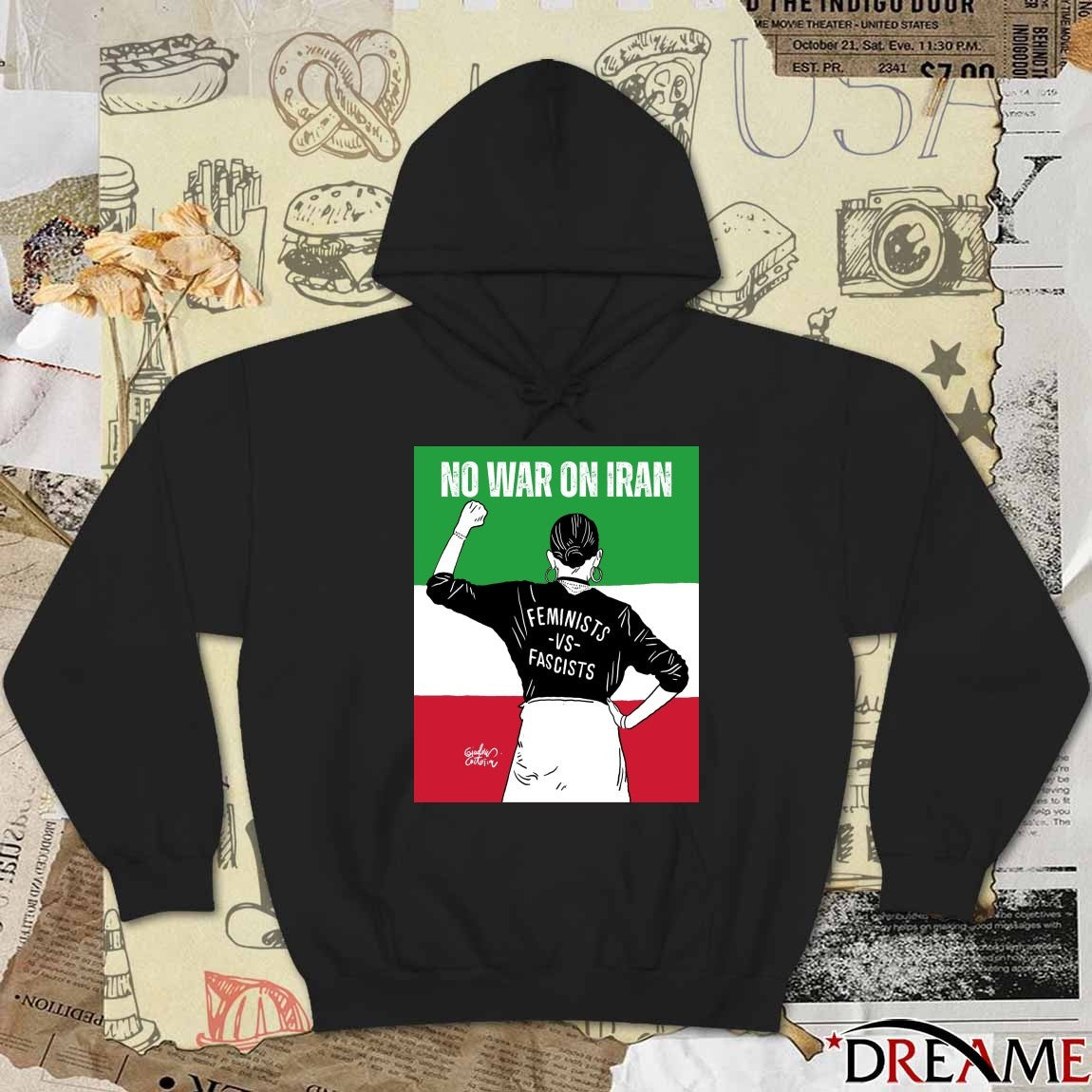 No War On Iran Feminists Vs Fascists Iran Flag 2026 Poster t-shirt