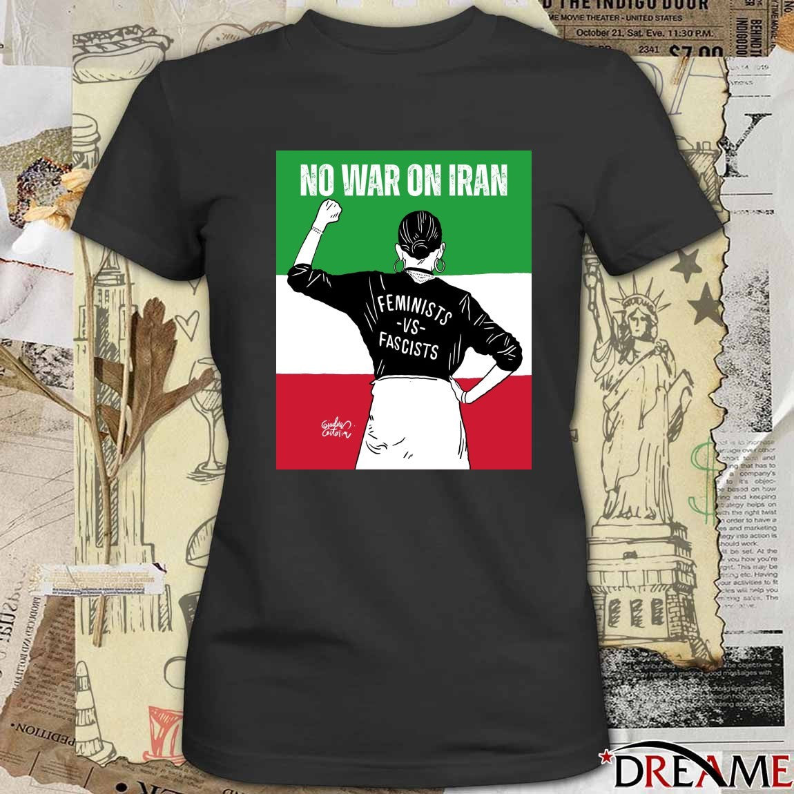 No War On Iran Feminists Vs Fascists Iran Flag 2026 Poster t-shirt
