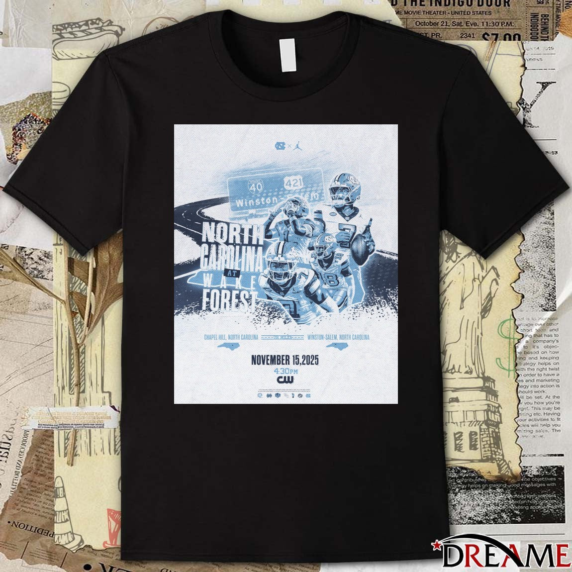 North Carolina Tar Heels At Wake Forest Chapel Hill And Winston-salem North Carolina November 15,2025 t-shirt