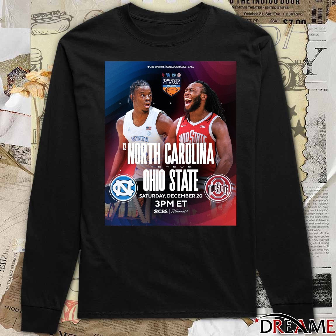 North Carolina vs. Ohio State December 20 2025 CBS Sports Classic at State Farm Arena Poster t-shirt
