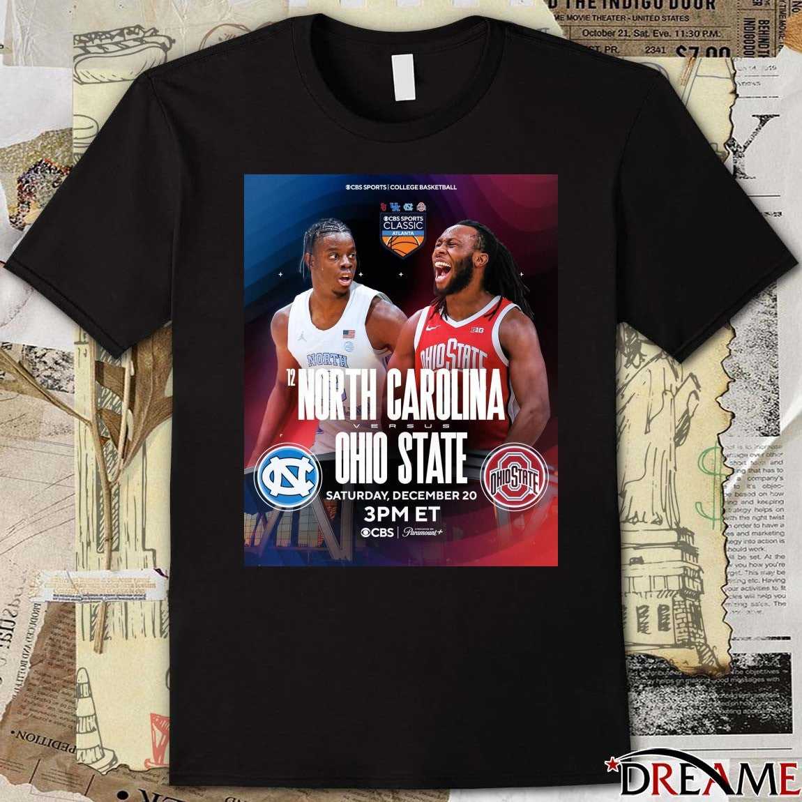 North Carolina vs. Ohio State December 20 2025 CBS Sports Classic at State Farm Arena Poster t-shirt