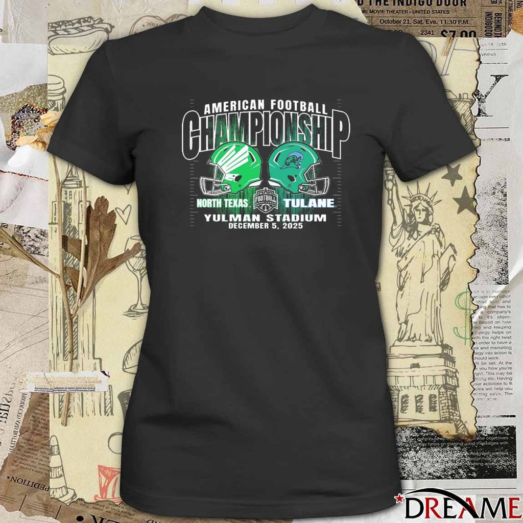 North Texas Mean Green Vs Tulane Green Wave American Football Championship Yulman Stadium December 5, 2025 Helmets t-shirt
