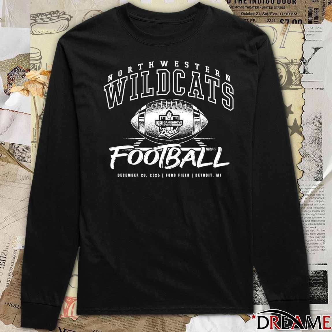 Northwestern Wildcats GameAbove Sports Bowl Football 2025 Hash Marks Ford Field Detroit MI t-shirt