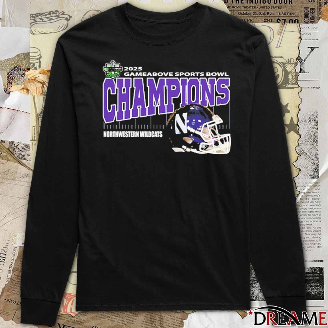 Northwestern Wildcats Gameabove Sports Bowl Champions Ford Field Detroit MI 2025 Helmet t-shirt