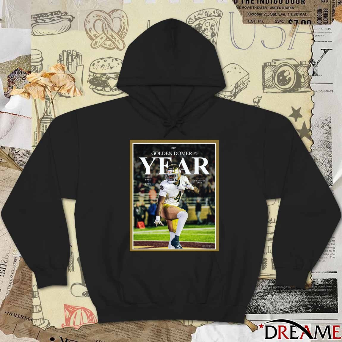 Notre Dame Fighting Irish Irish Tribune Jeremiyah Love 2025 Golden Domer of the Year Poster t-shirt