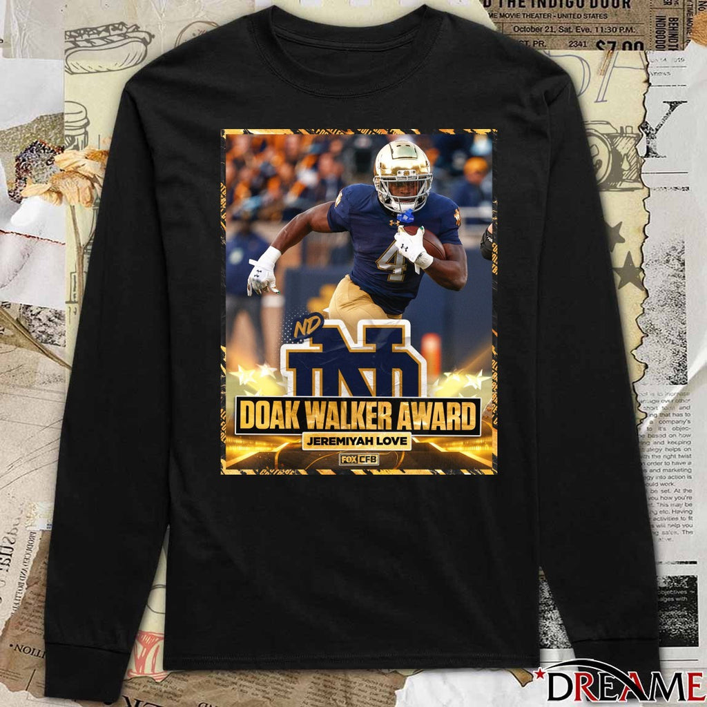 Notre Dame Football Jeremiyah Love is the winner of the Doak Walker Award Poster t-shirt
