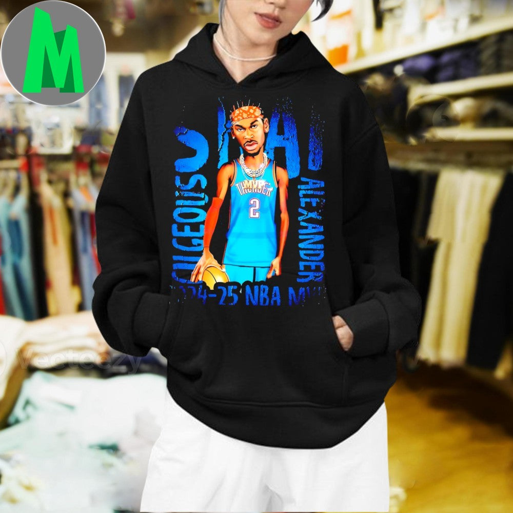 Number 2 Shai Gilgeous-Alexander 2025 NBA MVP Cartoon Style Fan T-Shirt