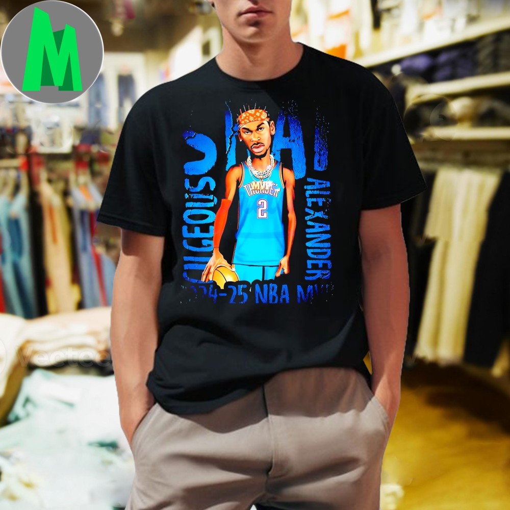 Number 2 Shai Gilgeous-Alexander 2025 NBA MVP Cartoon Style Fan T-Shirt